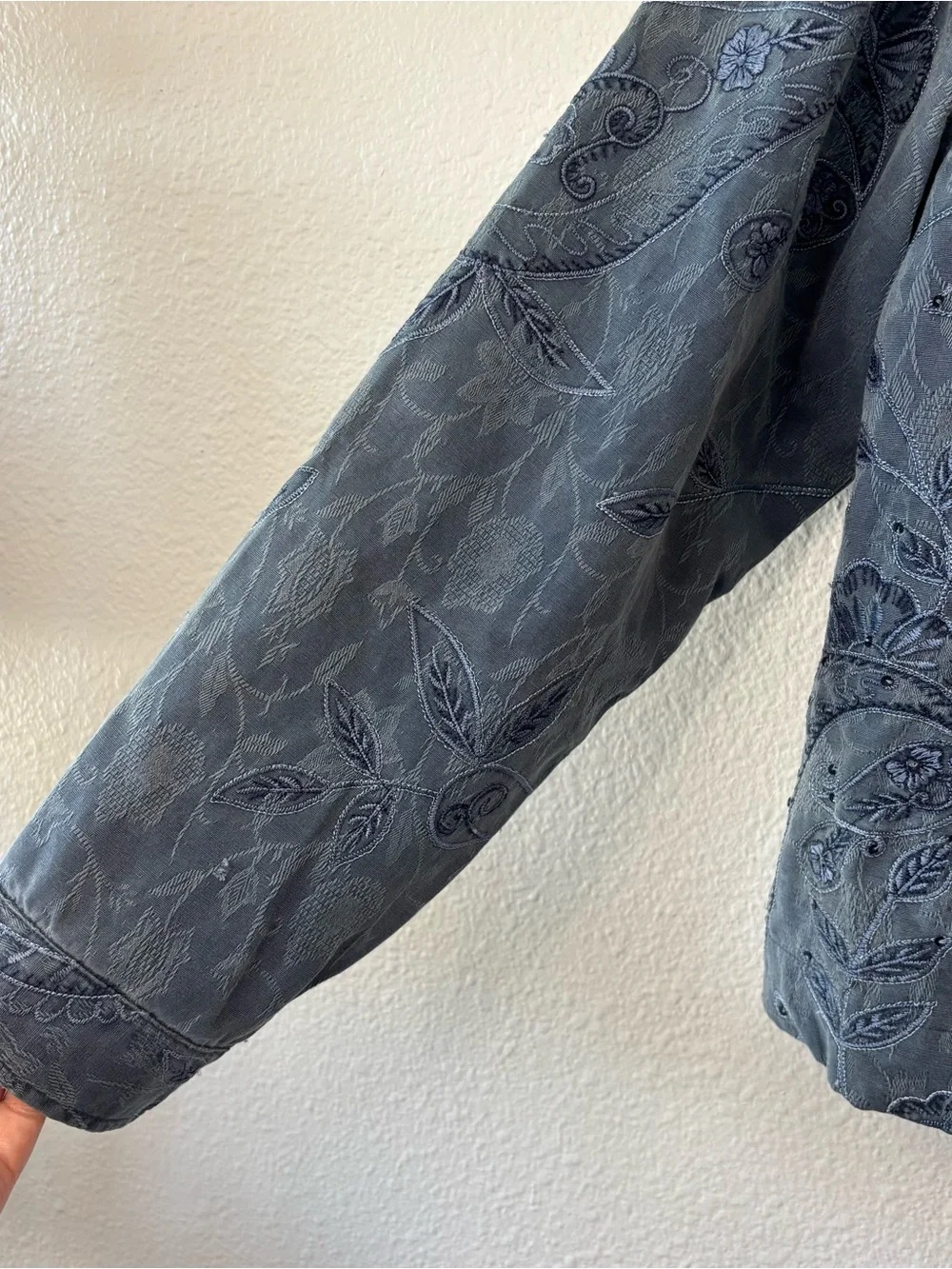 Coldwater Creek Floral Paisley Blazer Jacket Blue Large Lightweight Vtg Boho - Picture 8 of 14